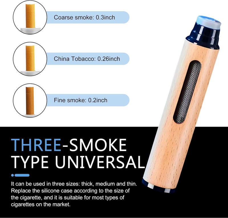 Arwrilt 2 PCS Handmade Wooden Portable Ashtrays, Anti-Drop Ash Catcher with 5.2mm 6.8mm 7.8mm Cigarette Holders, Universal for Car Home Office Tabletop Outside Patio Outdoor Balcony (Black) - Image 4